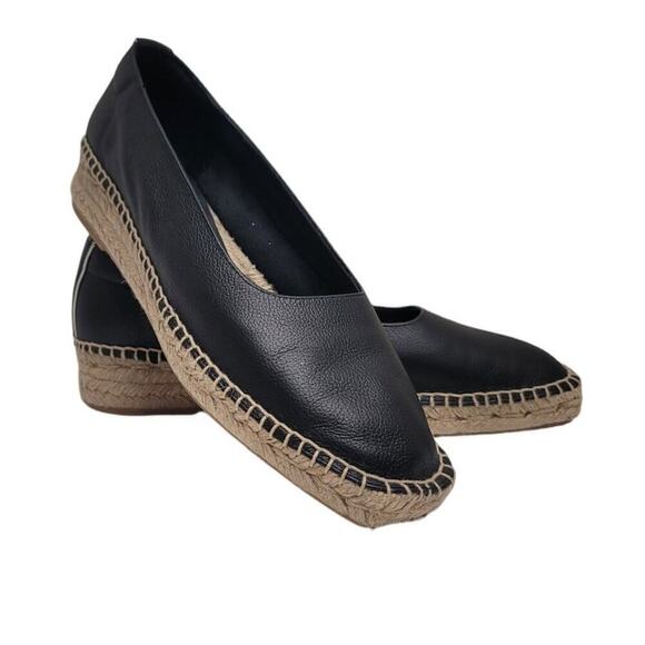 EVERLANE “The Espadrille” Black Leather/Jute Whipstitch & Wedge-Sz 9 - Picture 5 of 8